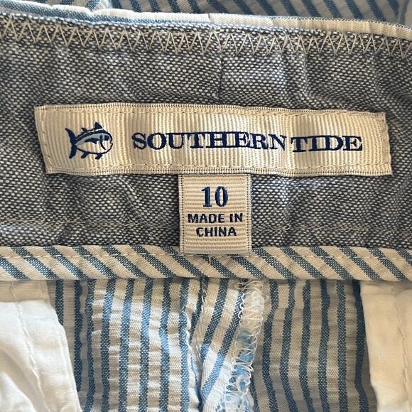 Southern Tide Women's Piper Seersucker Shorts Blue White Striped sz 10 - Picture 3 of 4